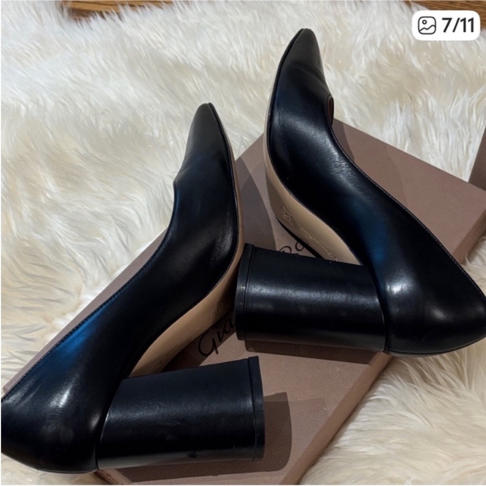 Gianvito Rossi Elegant Black Leather Block Heels Sz:37 - Picture 7 of 11